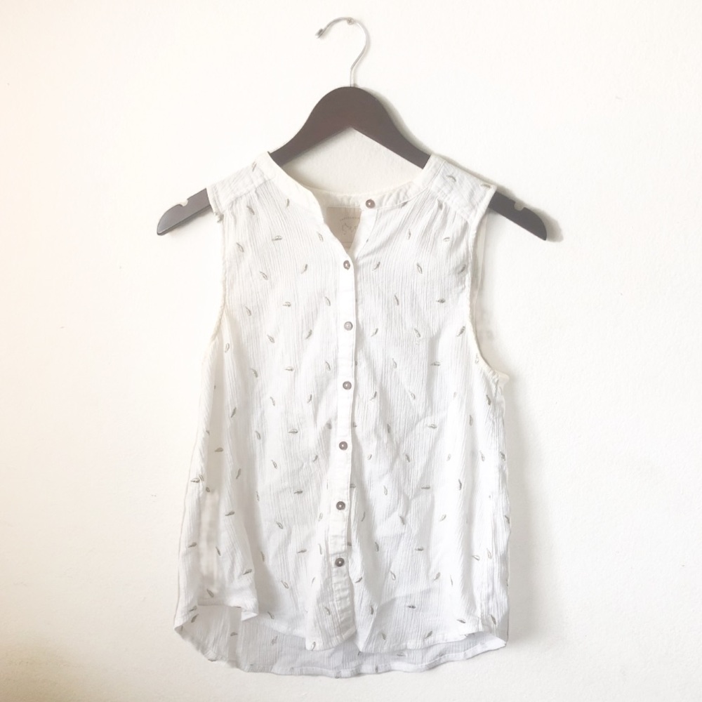 Anthropologie Antalya Embroidery Button Down Top